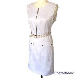 Sharagano White Belted Sleeveless Jean Dress Casual Dress Women’s Size 4